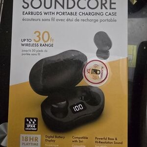 Black Earbud Headphones with Charging Case